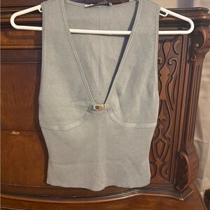 Abercrombie & Fitch Grayish with a hint of sea foam green Tank Top